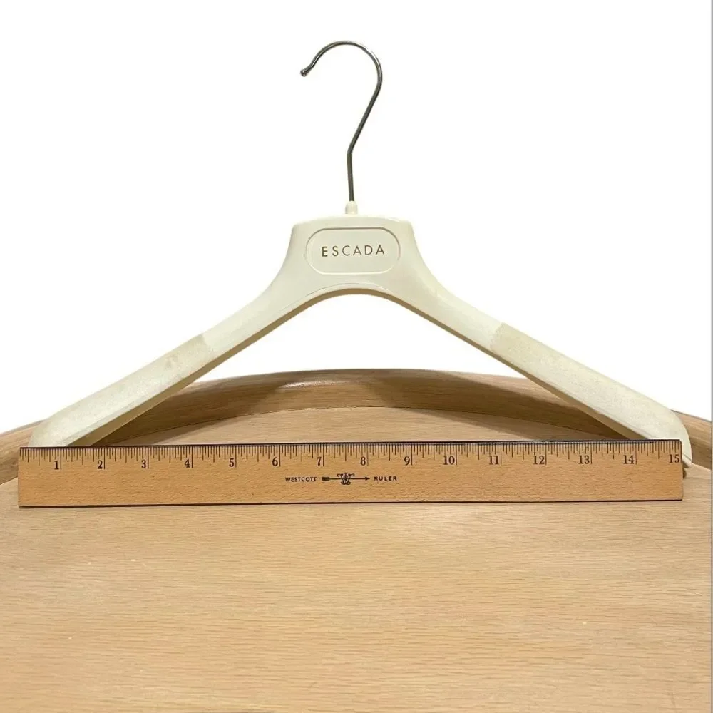 Escada Ivory Plastic Garment Coat Hanger Velvet-Like Non-Slip Fabric Gold Logo
